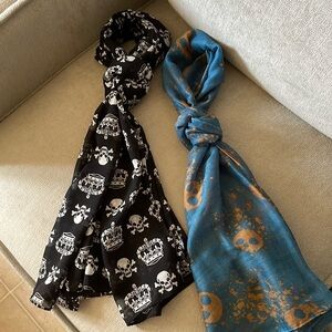 Bundle of 2 Skull Print Sheer Fashion Neck Scarves